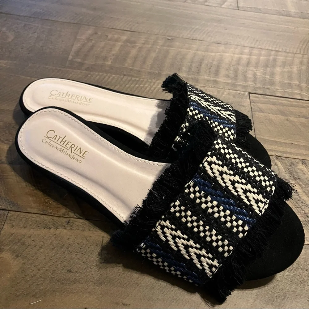 Catherine Malandrino | Fringe Raffia Slide Sandals - Picture 2 of 2
